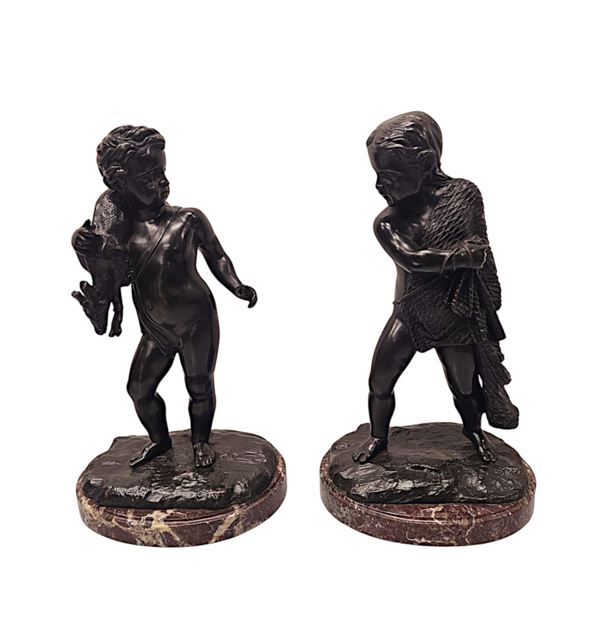 Coppia di sculture figurative in bronzo del XIX secolo In condizioni buone in vendita a Dublin, IE