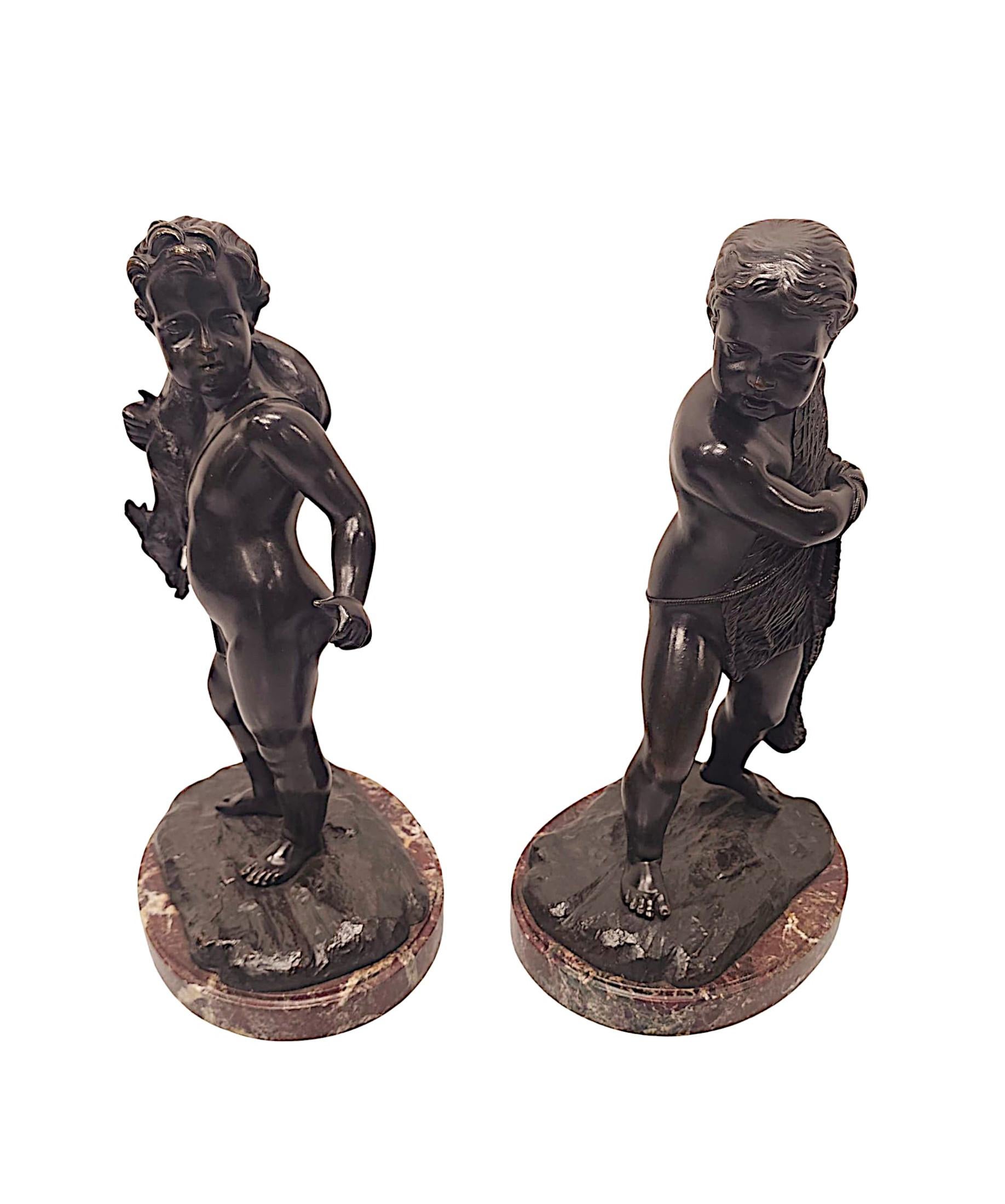 Bronzo Coppia di sculture figurative in bronzo del XIX secolo in vendita