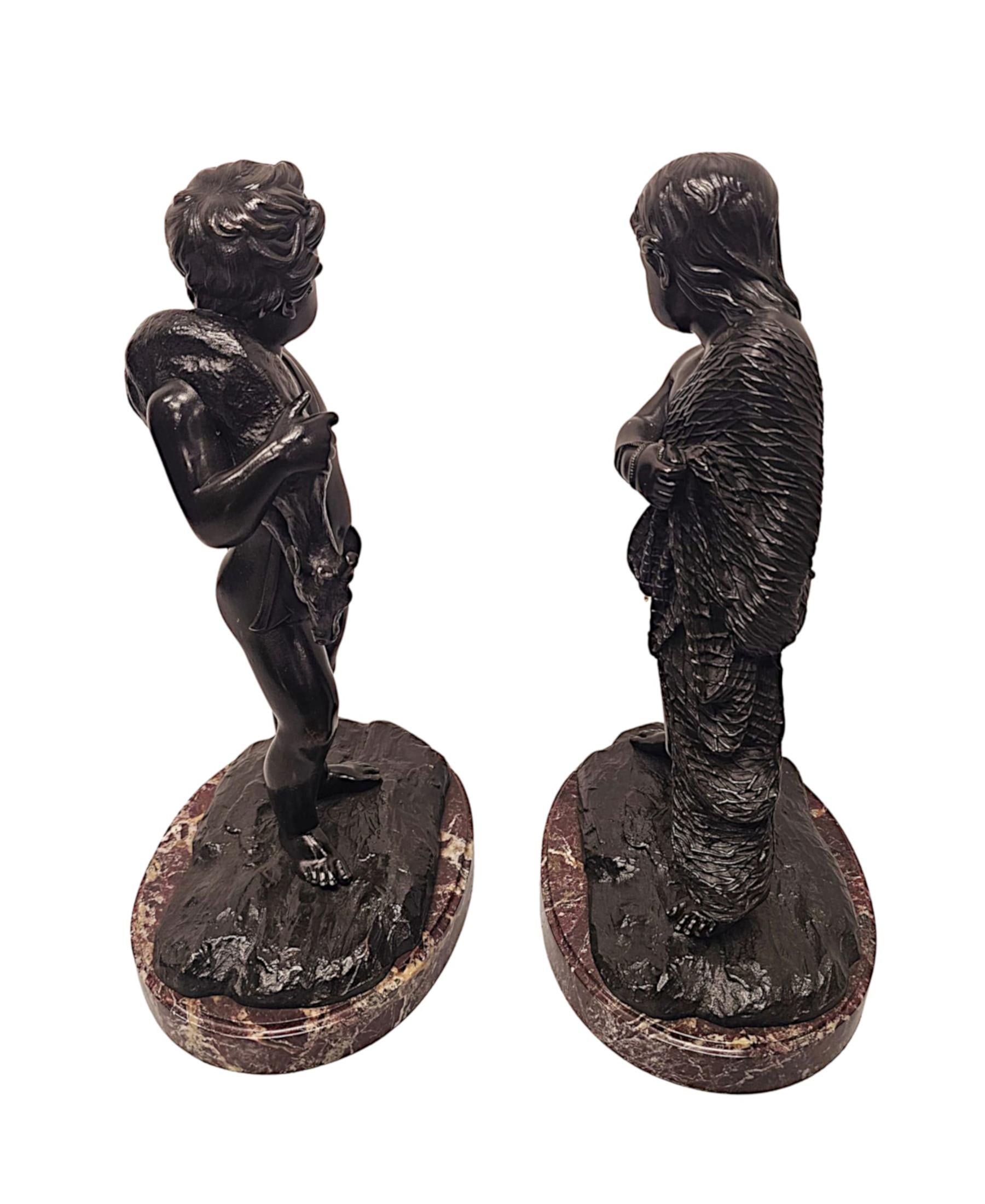 Coppia di sculture figurative in bronzo del XIX secolo in vendita 1