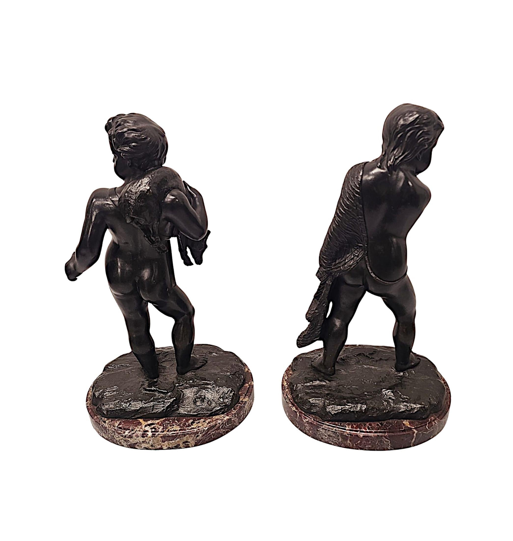 Coppia di sculture figurative in bronzo del XIX secolo in vendita 2