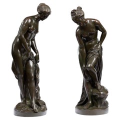 Paire de figures de baigneurs en bronze du 19ème siècle