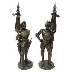 19th Century Pair of Bronze Knights, circa 1860