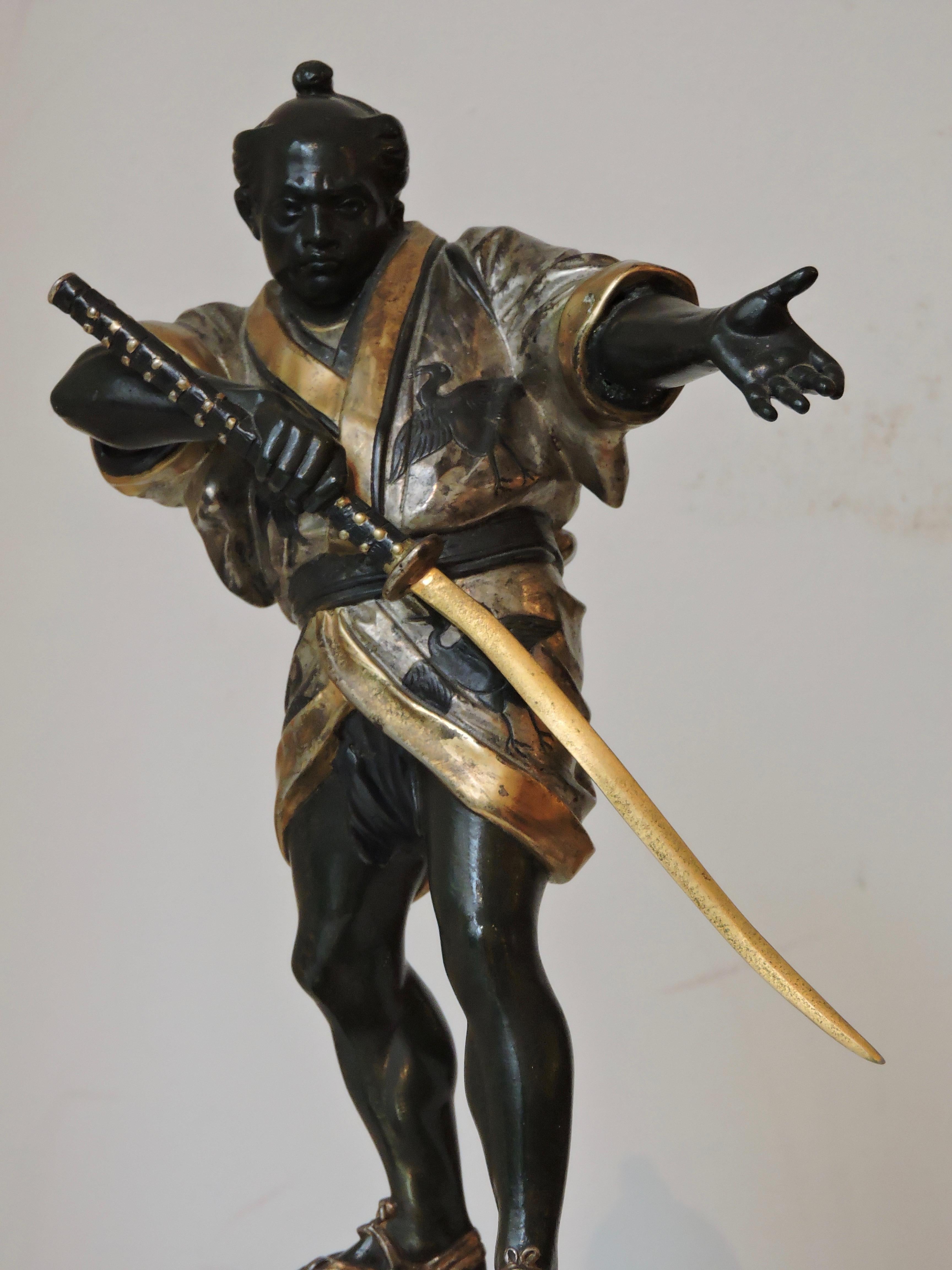 19th Century Pair of Bronze Samuraïs by Emile-Coriolan Guillemin 3