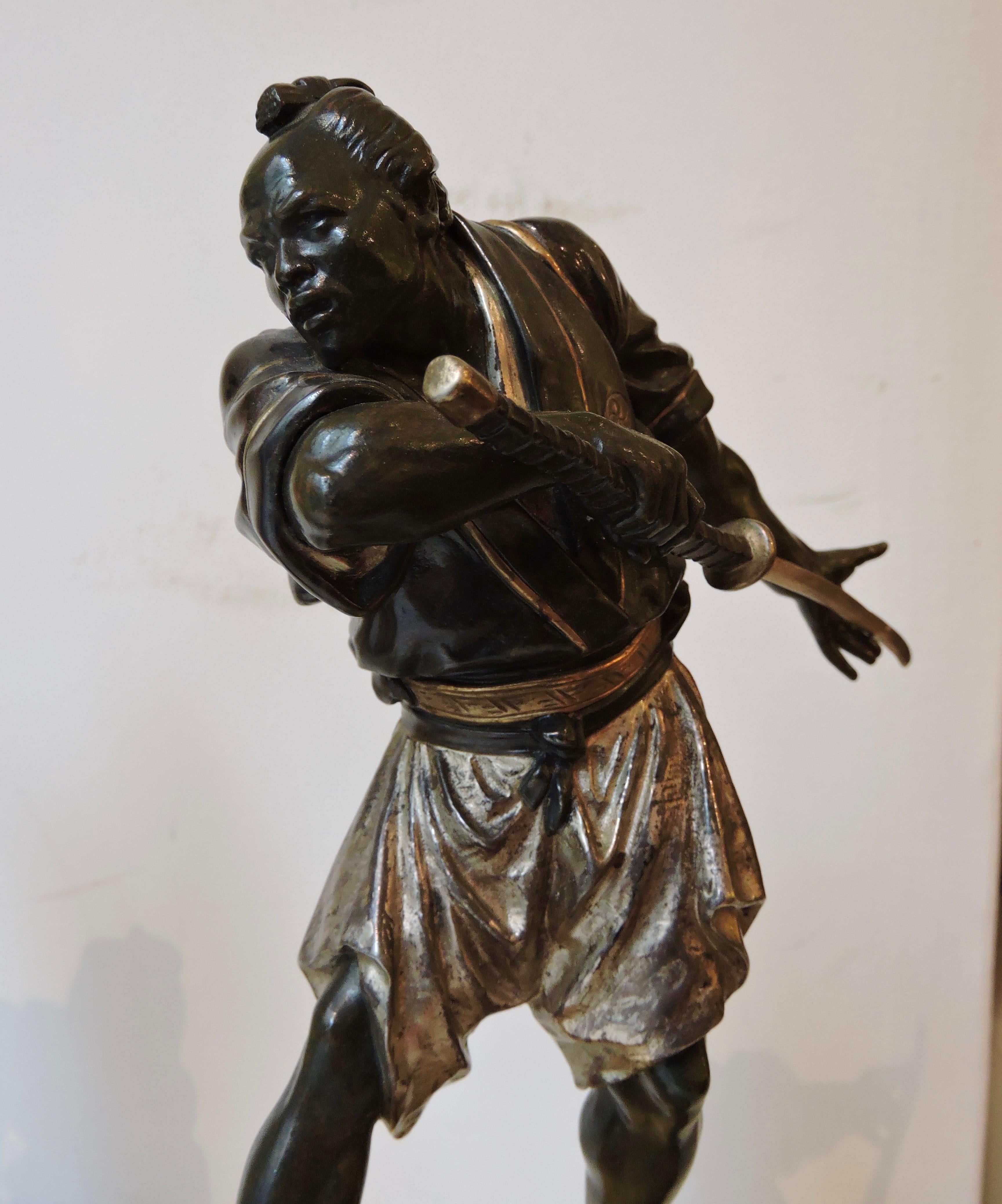 19th Century Pair of Bronze Samuraïs by Emile-Coriolan Guillemin 5