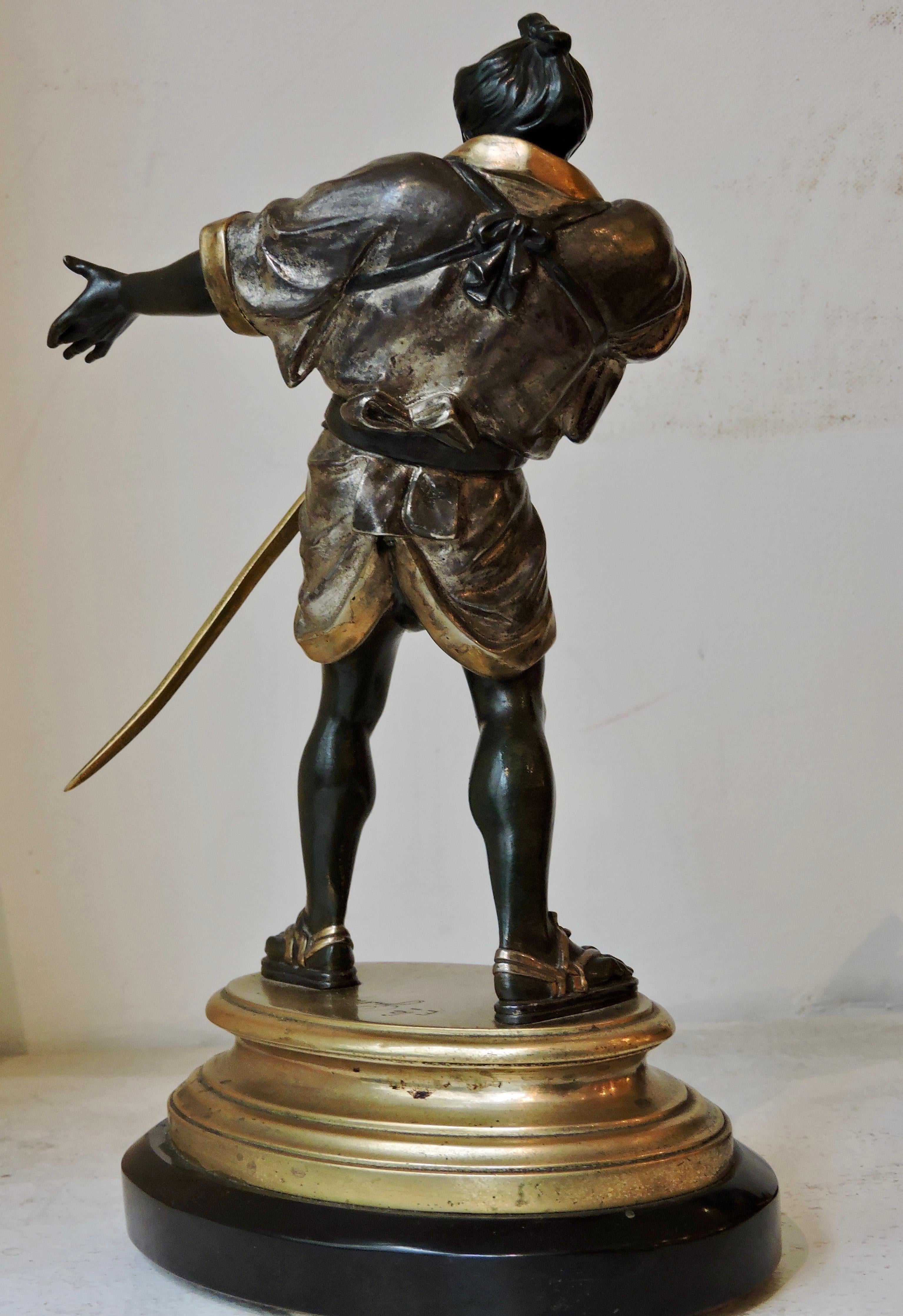 19th Century Pair of Bronze Samuraïs by Emile-Coriolan Guillemin 6