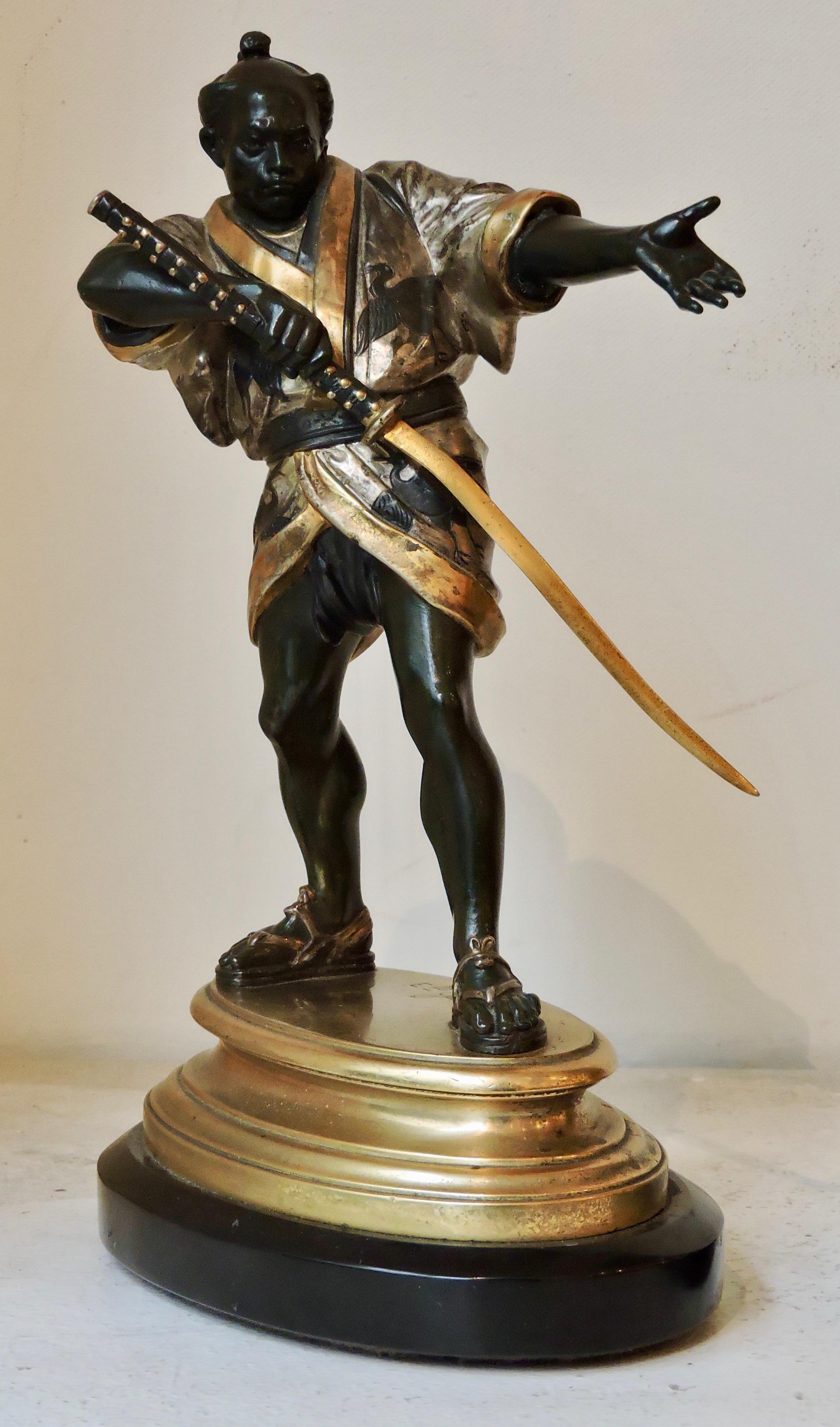 19th Century Pair of Bronze Samuraïs by Emile-Coriolan Guillemin 7