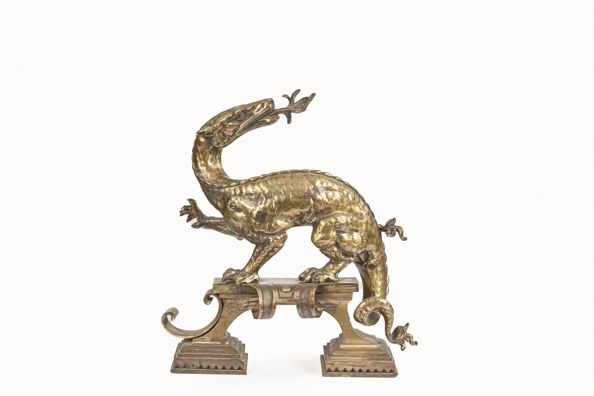 19th Century Pair of Bronze Scottish Dragon Iron Dogs In Excellent Condition For Sale In Dublin 8, IE