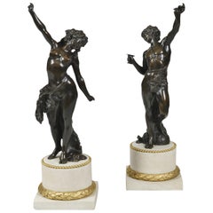 19th Century Pair of Bronze Statues after Models by Clodion