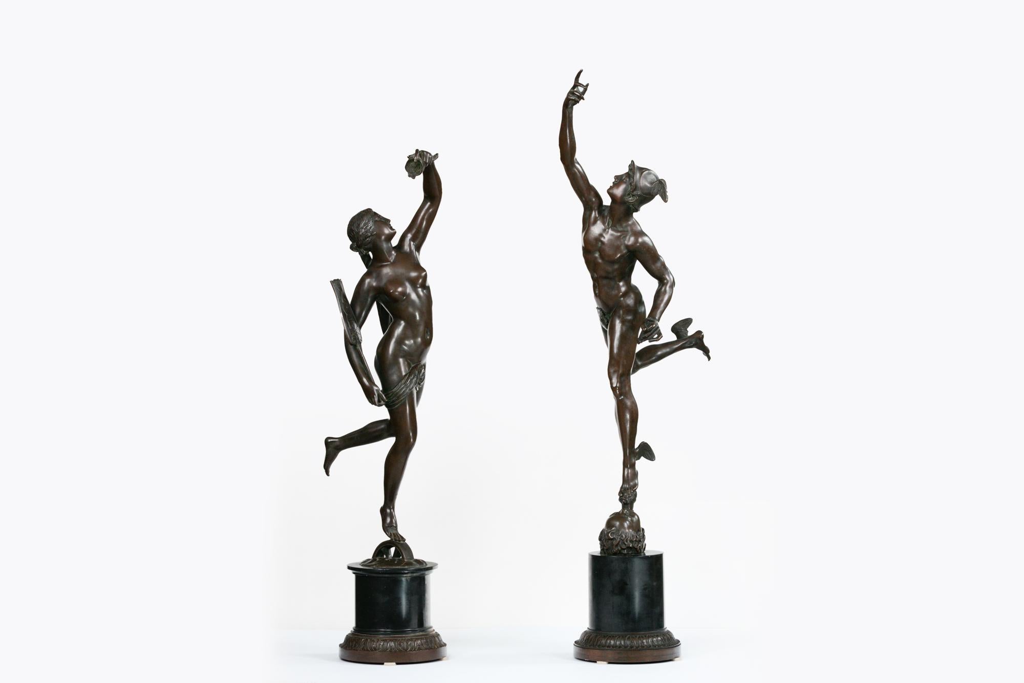 Coppia di statue in bronzo del XIX secolo raffiguranti Mercurio e Diana In condizioni ottime in vendita a Dublin 8, IE