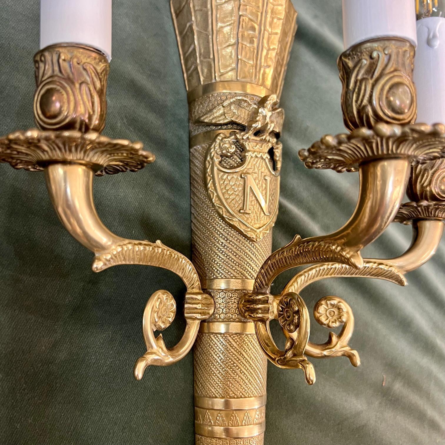 19th Century Pair of Bronze Wall Sconces in the style of Napoleon III In Good Condition For Sale In NICE, FR