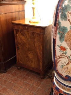 19th Century Pair of Burr Walnut Bedside Cabinets Italian Origin