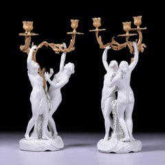 19th Century Pair Of Capodimonte Porcelain & Ormolu Candelabra