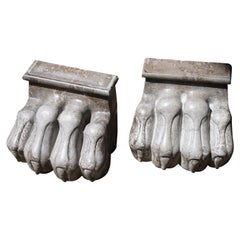 19th Century Pair of Carved Beasts Feet Lion Mythical Grotesque