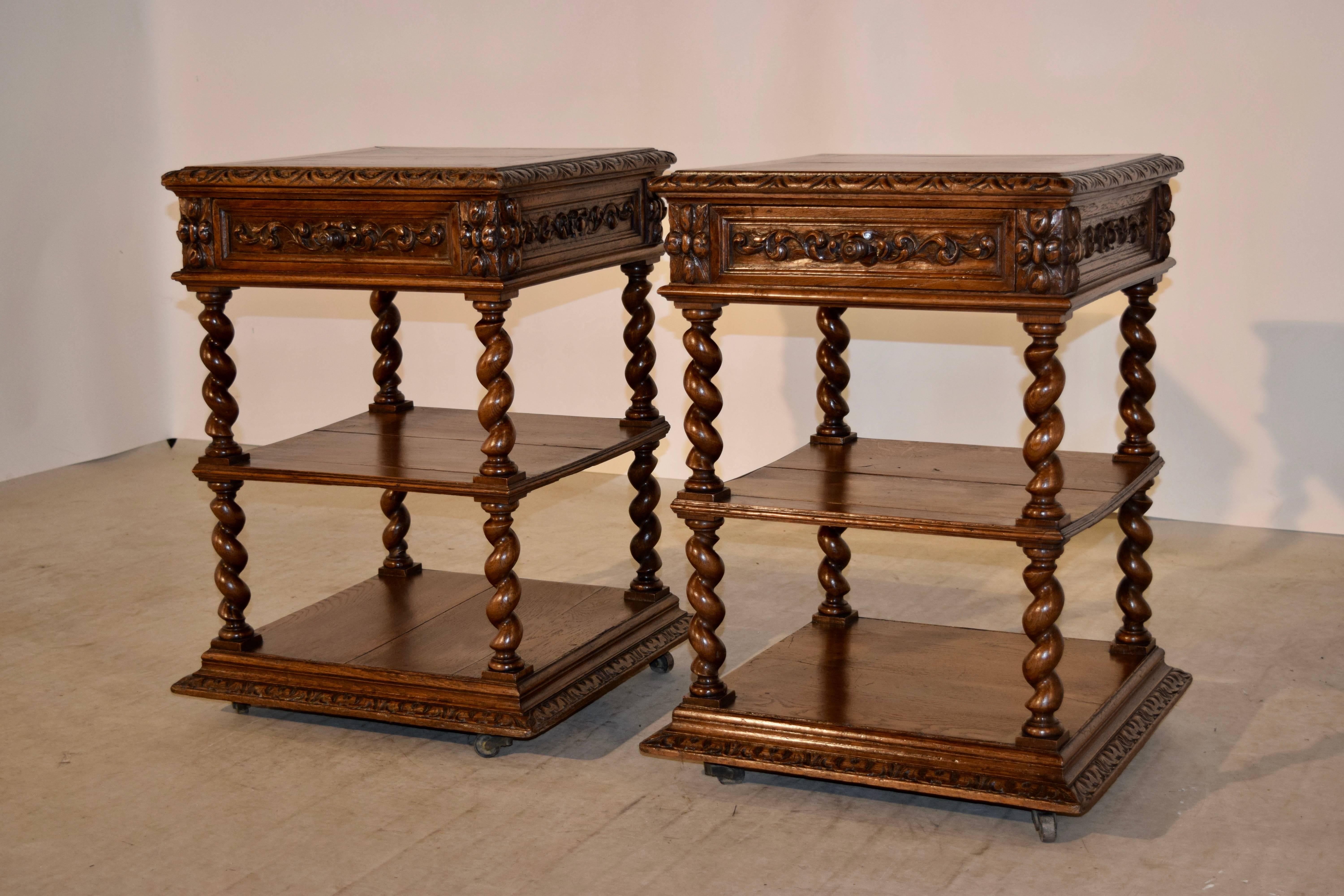 Napoleon III 19th Century Pair of Carved Side Tables