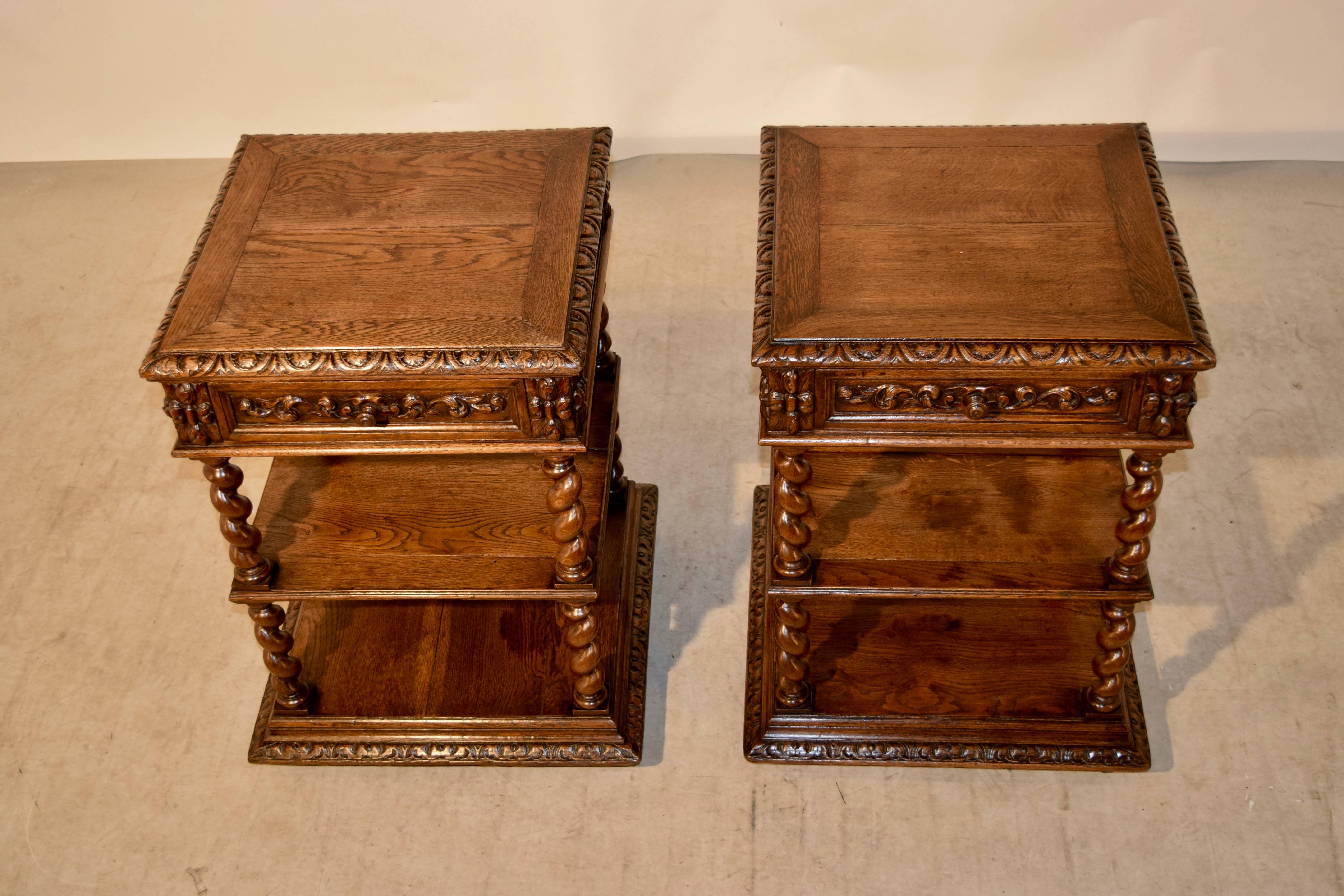 French 19th Century Pair of Carved Side Tables