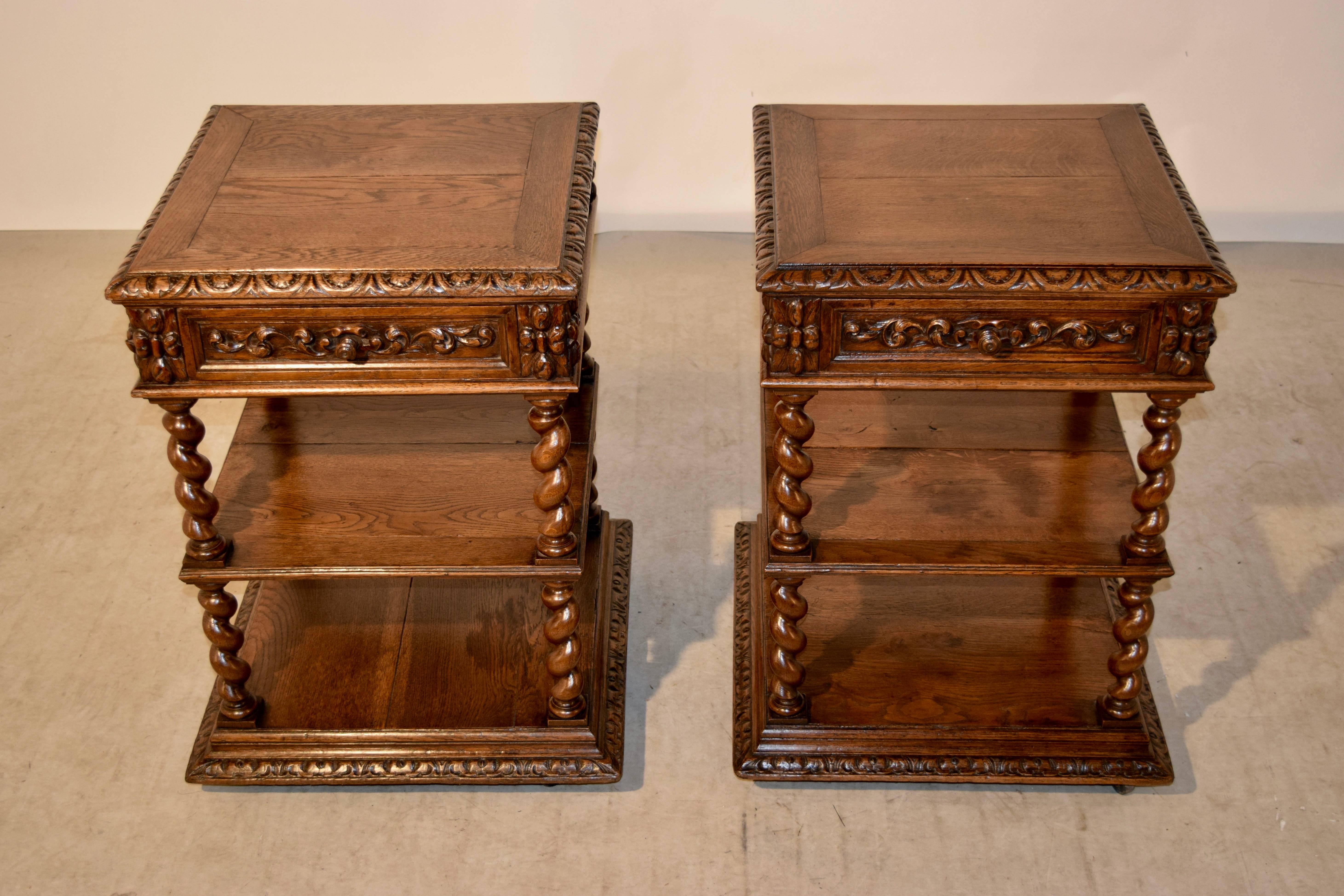 Hand-Carved 19th Century Pair of Carved Side Tables