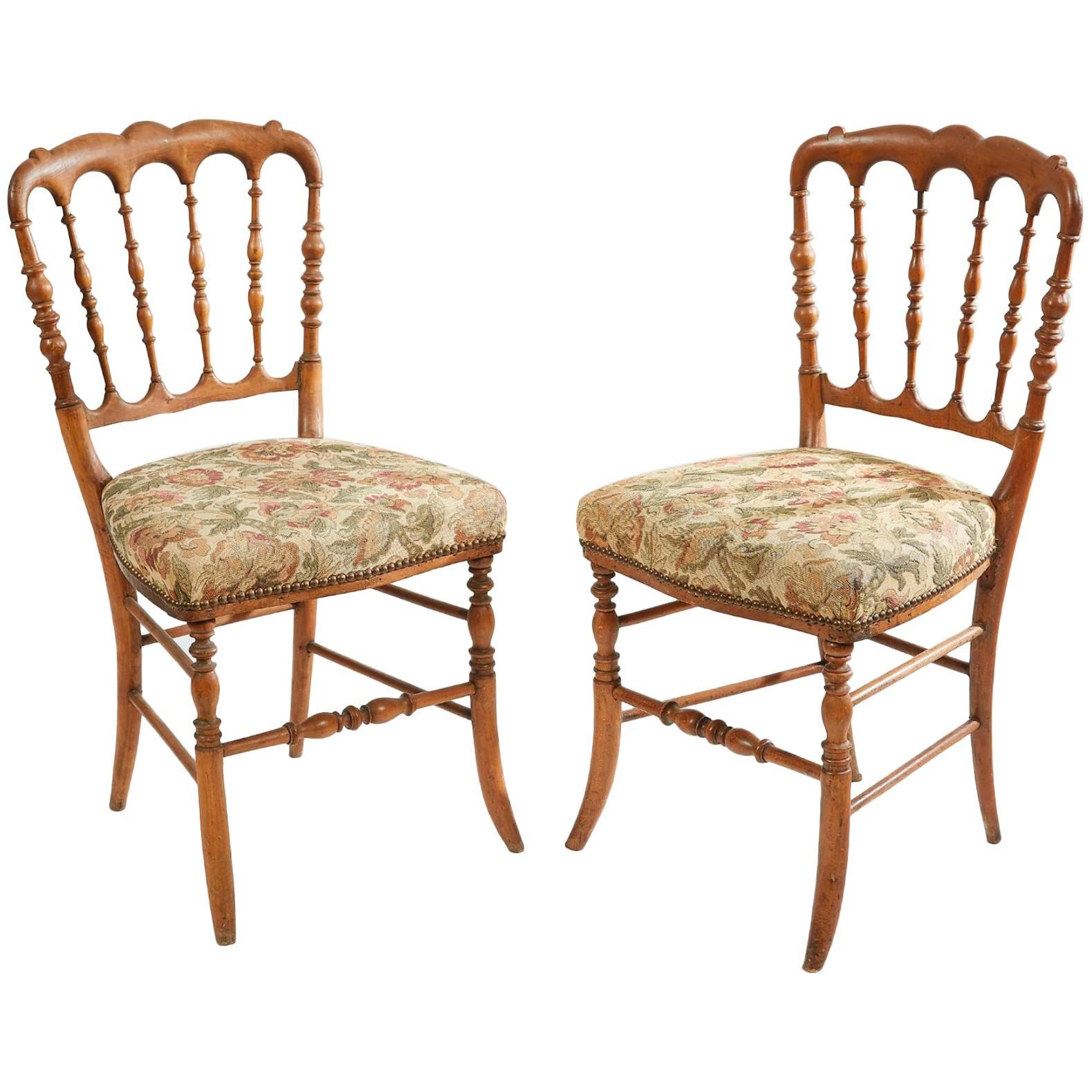 19th Century Pair of Carved Walnut Chairs from France