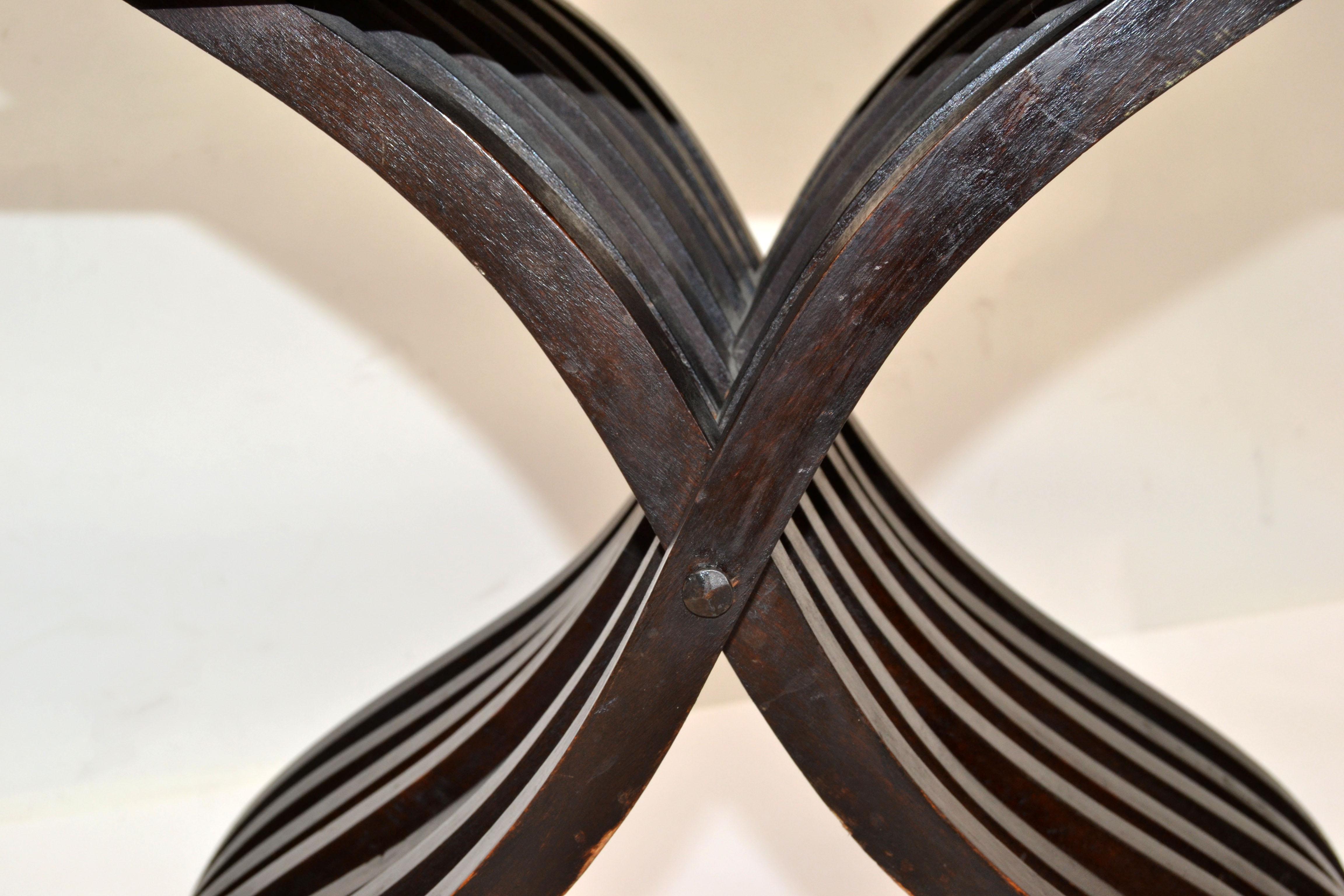 19th Century Pair of Carved Walnut Folding Scissors Savonarola Armchair, Settees 5