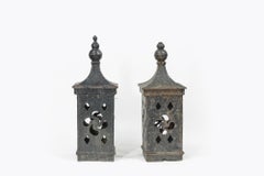 19th Century pair of cast iron lanterns