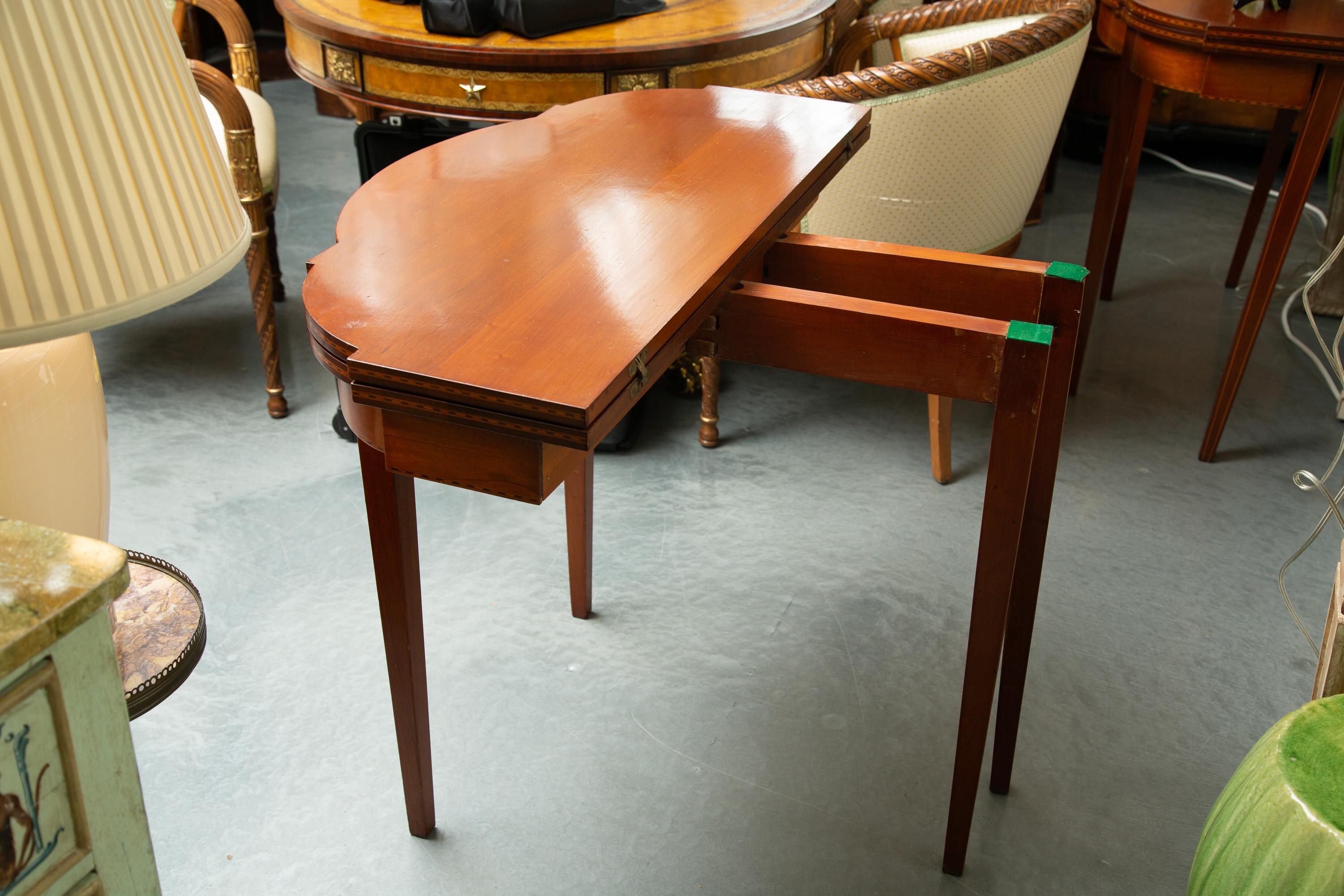 19th Century Cherry Wood Inlaid Game Table For Sale 2