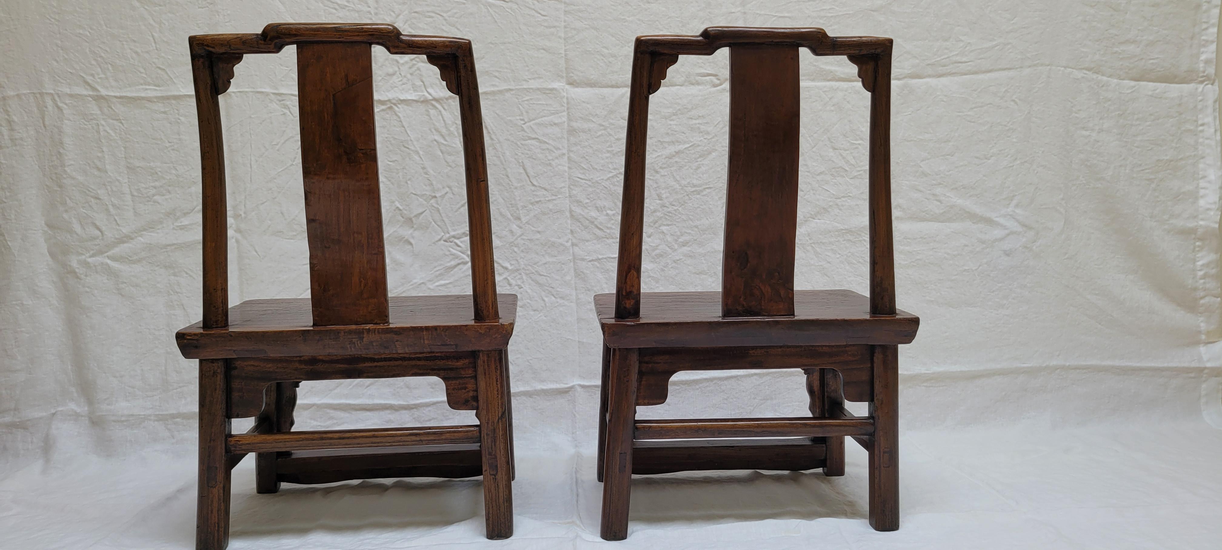 Hardwood 19th Century Pair of Children's Chairs For Sale