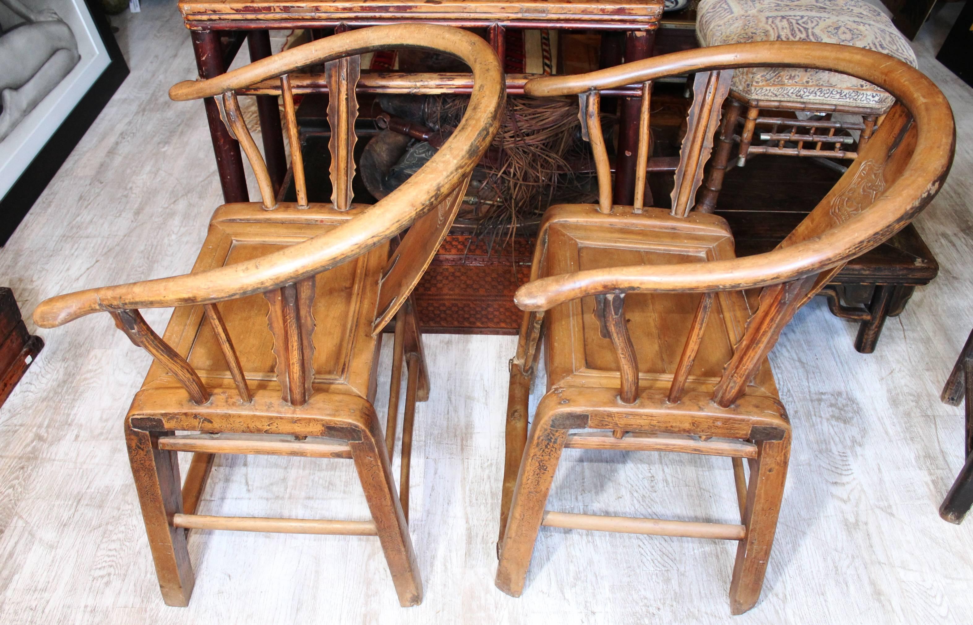 Wood 19th Century Pair of Chinese Chairs