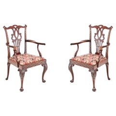 19th Century Pair of Chippendale Carver Chairs