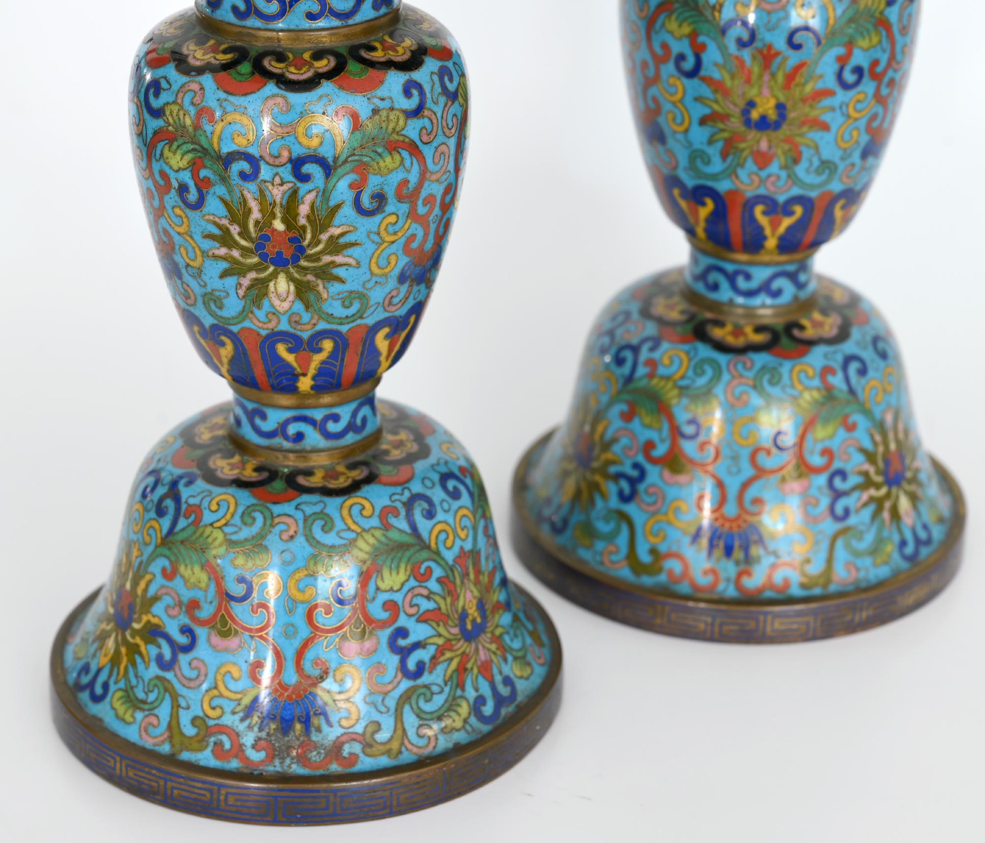 Chinese  19th Century Pair of Cloisonné Vases, China