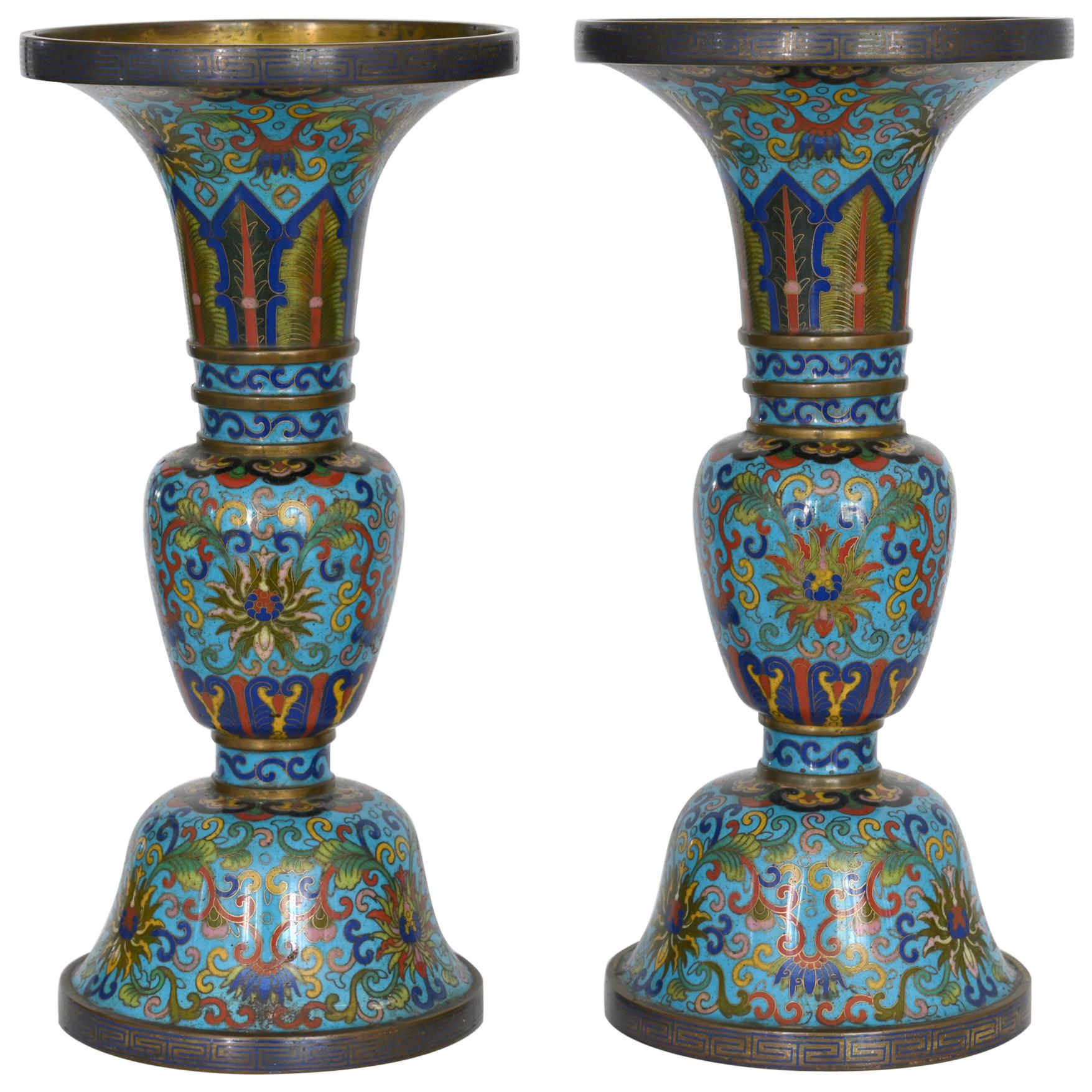  19th Century Pair of Cloisonné Vases, China