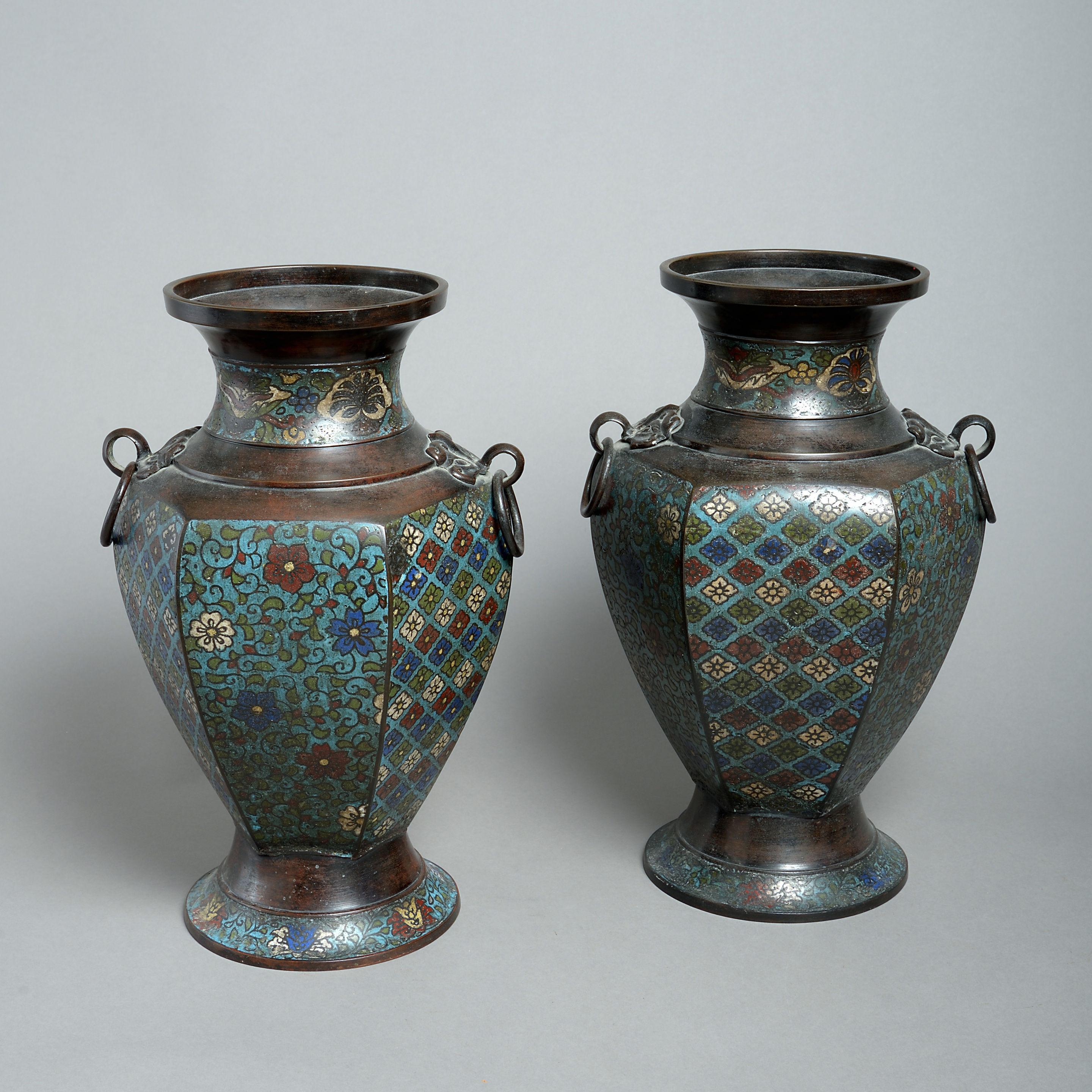 19th Century Pair of Cloisonné Vases In Good Condition In London, GB