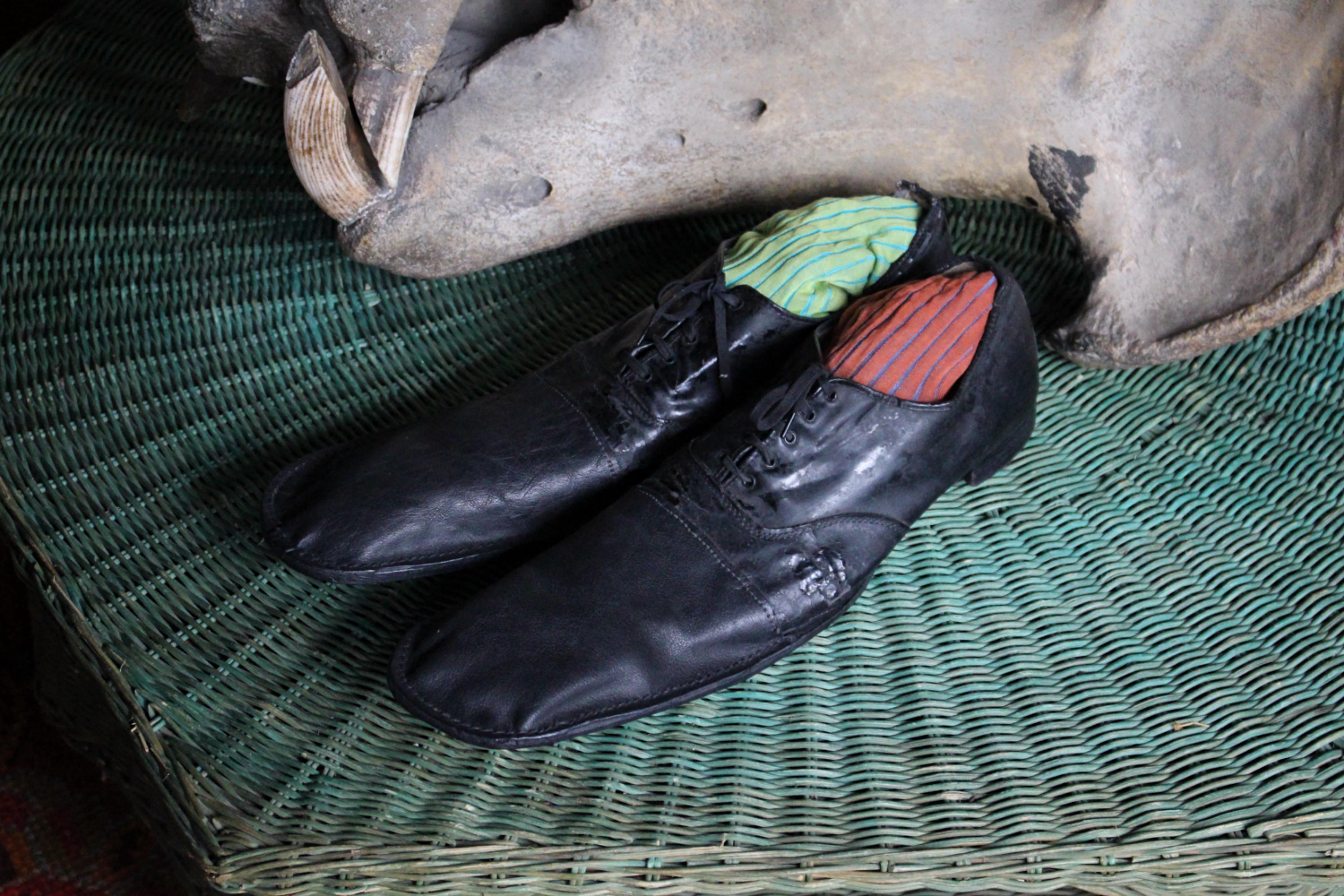 Coppia di scarpe da tip tap in pelle da clown del XIX secolo Dan Leno, George Wild Galvin in vendita 1