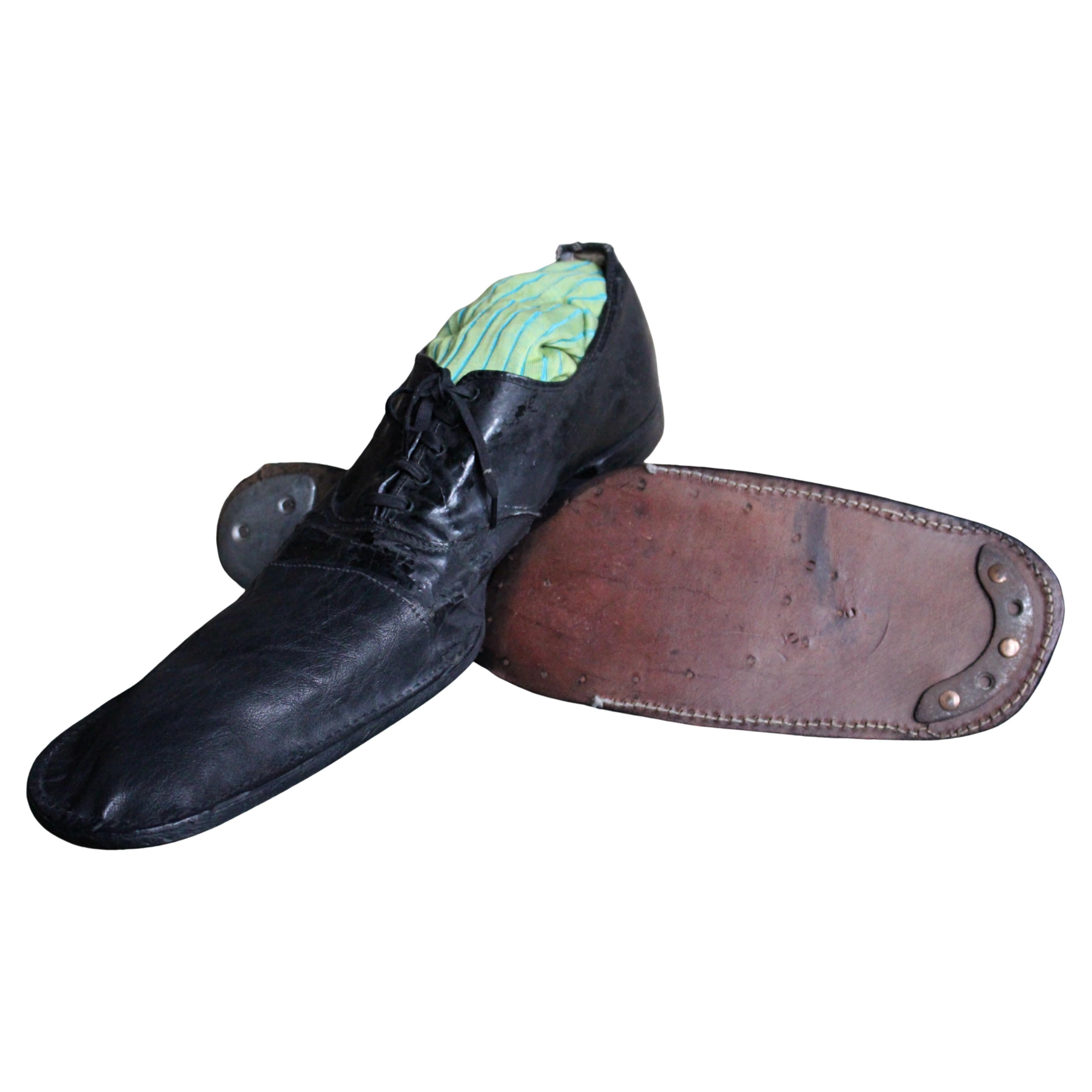 19th Century Pair of Clowns Leather Tap Shoes Dan Leno, George Wild Galvin