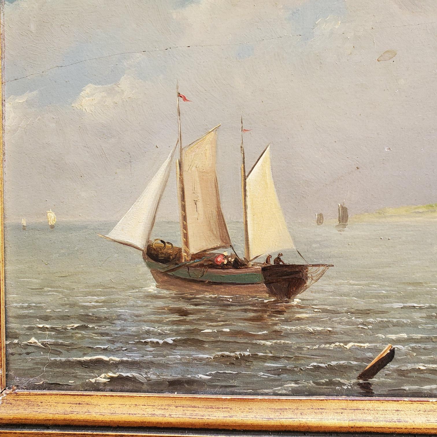 19th Century Pair of Coastal Seascapes by Auguste Coomans In Good Condition In Nantucket, MA