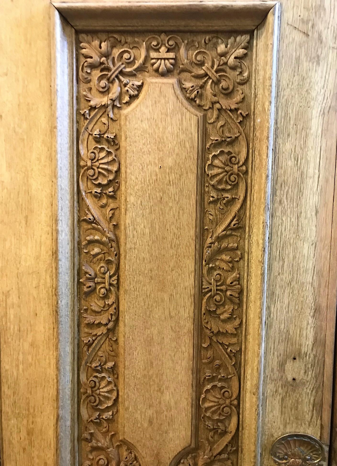 European 19th Century Pair of Continental Carved Oak Doors