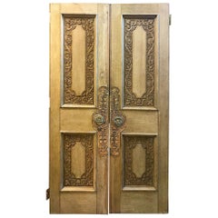 19th Century Pair of Continental Carved Oak Doors