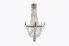 19th Century pair of cut glass basket chandeliers