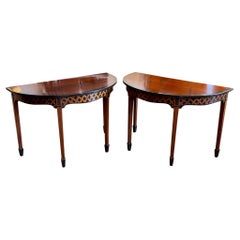 Antique 19th Century Pair of D End Tables