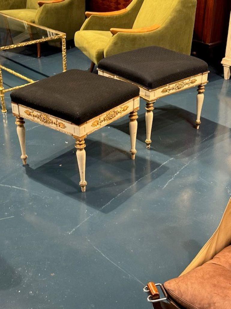 19th Century Pair of Danish Carved and Painted Benches For Sale 1