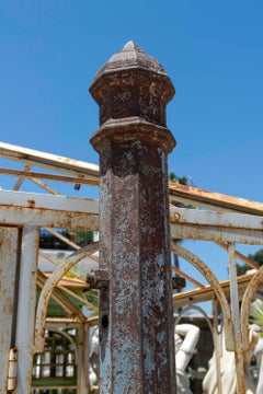 19th Century Pair of Decorative Cast Iron Columns with their Original Painting