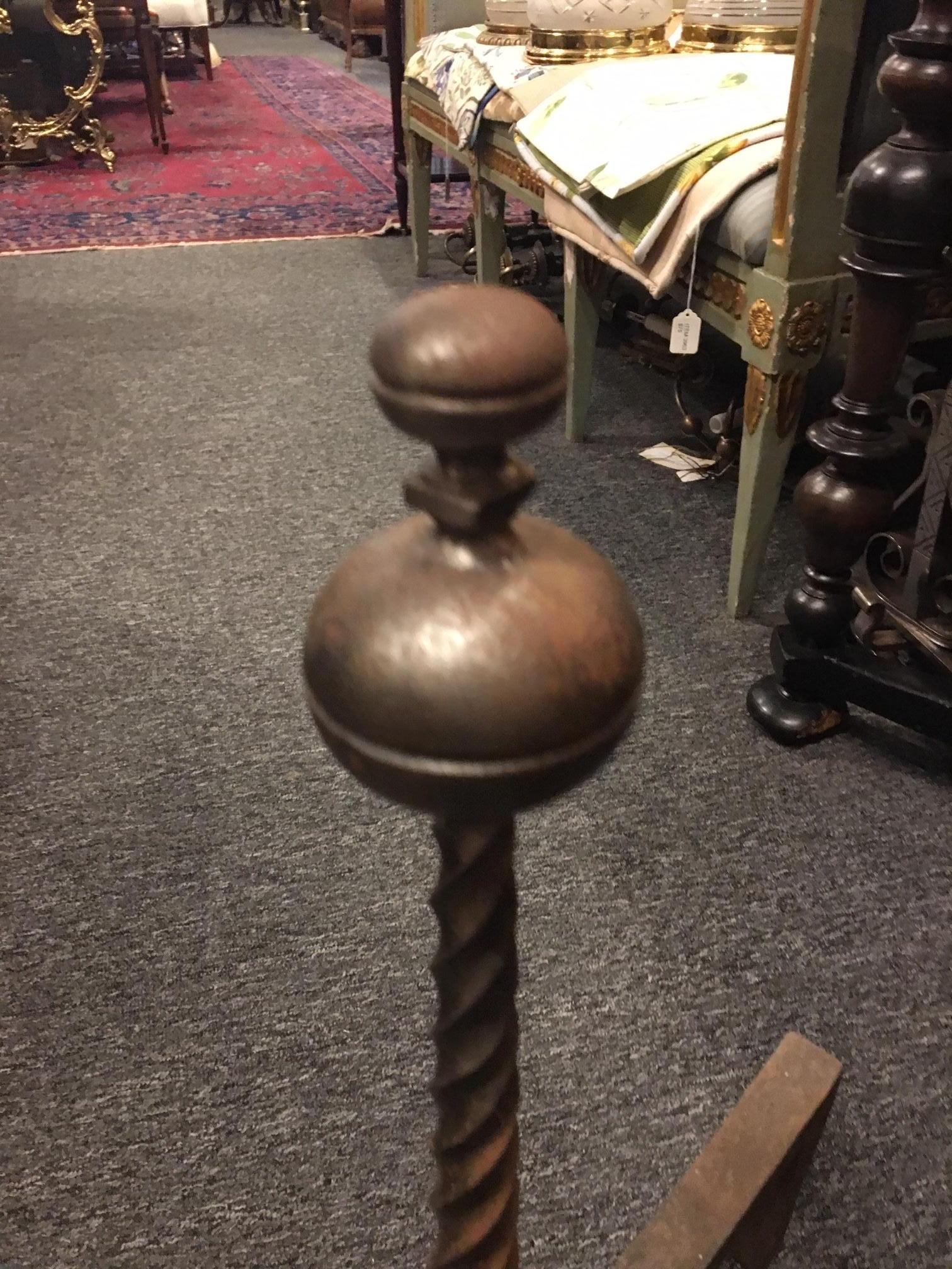 19th Century Pair of Decorative Iron Andirons or Chenets For Sale 2