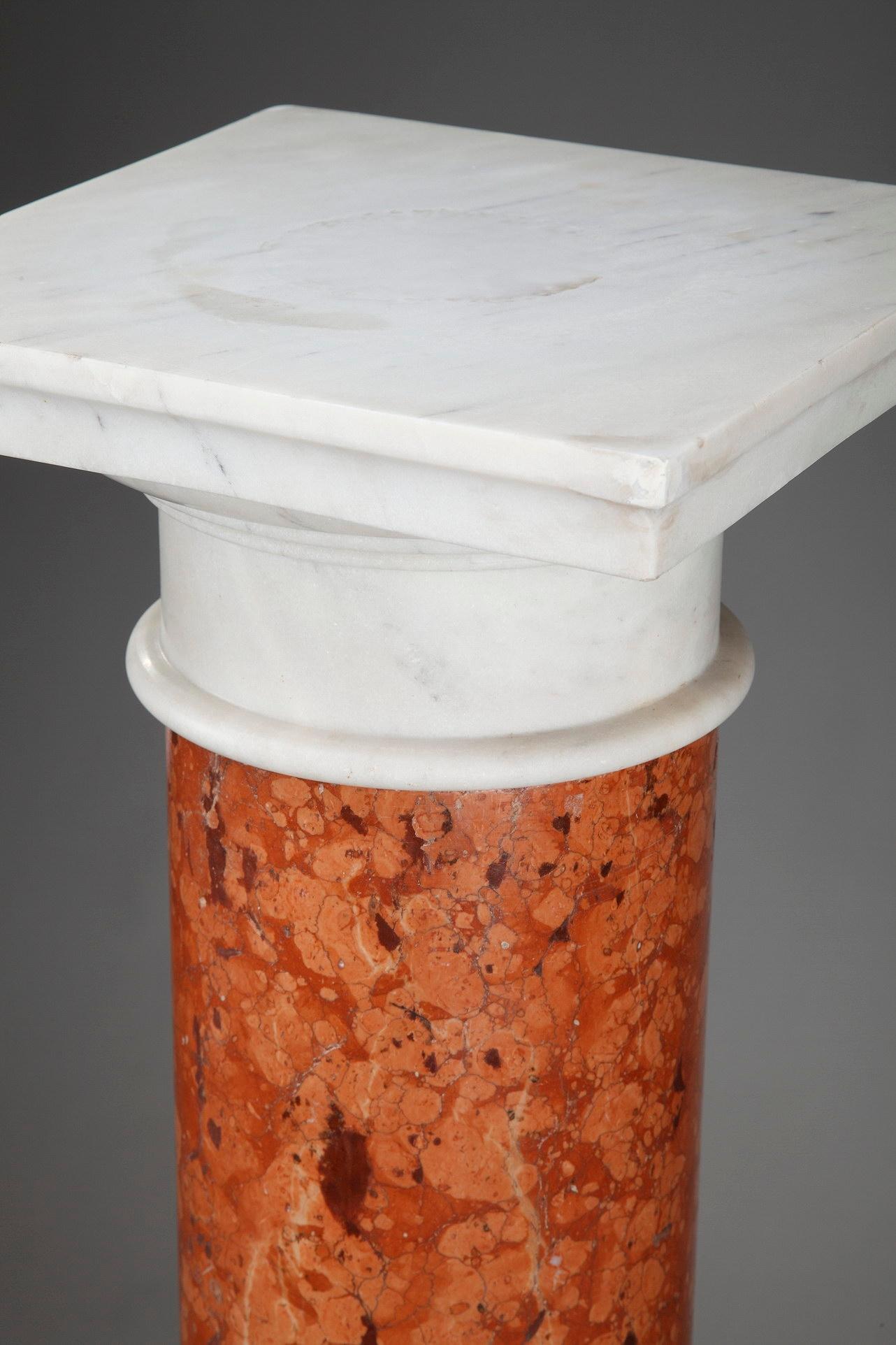 red marble column
