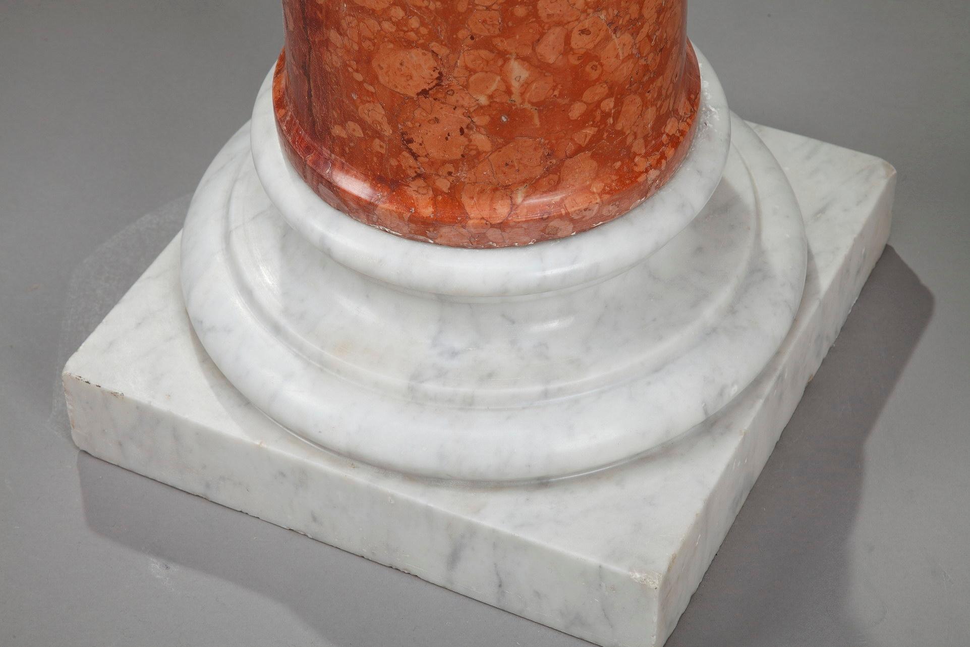 Neoclassical 19th Century Pair of Doric Columns in Red Verona Marble