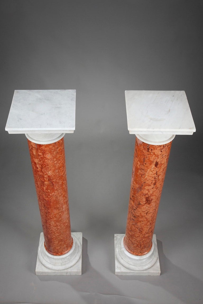 19th Century Pair of Doric Columns in Red Verona Marble at 1stDibs