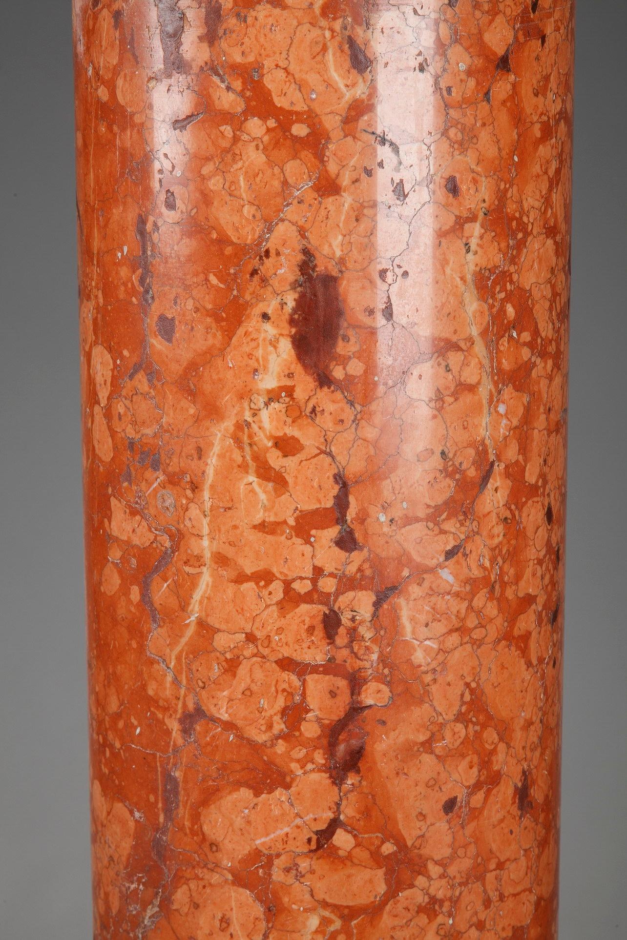 19th Century Pair of Doric Columns in Red Verona Marble In Good Condition In Paris, FR