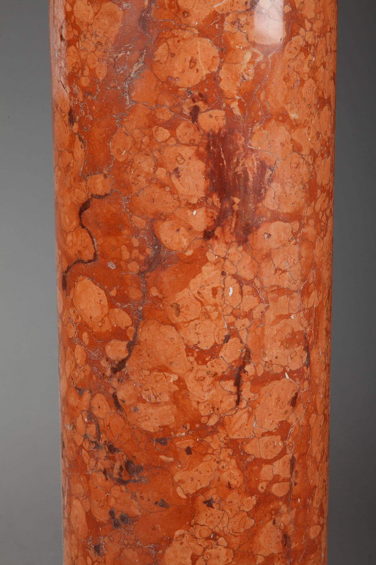 19th Century Pair of Doric Columns in Red Verona Marble 1