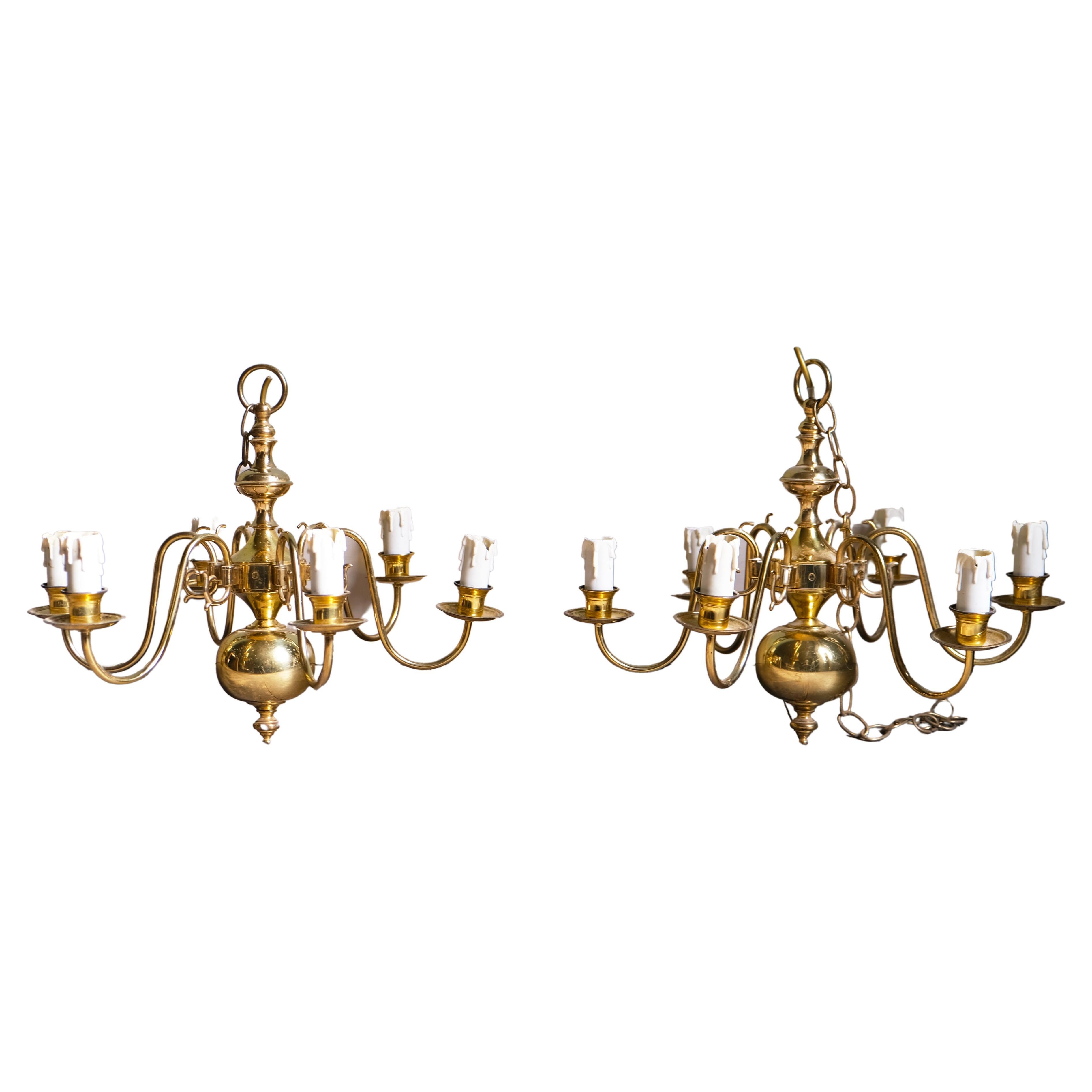 19th Century Pair of Dutch Chandeliers For Sale