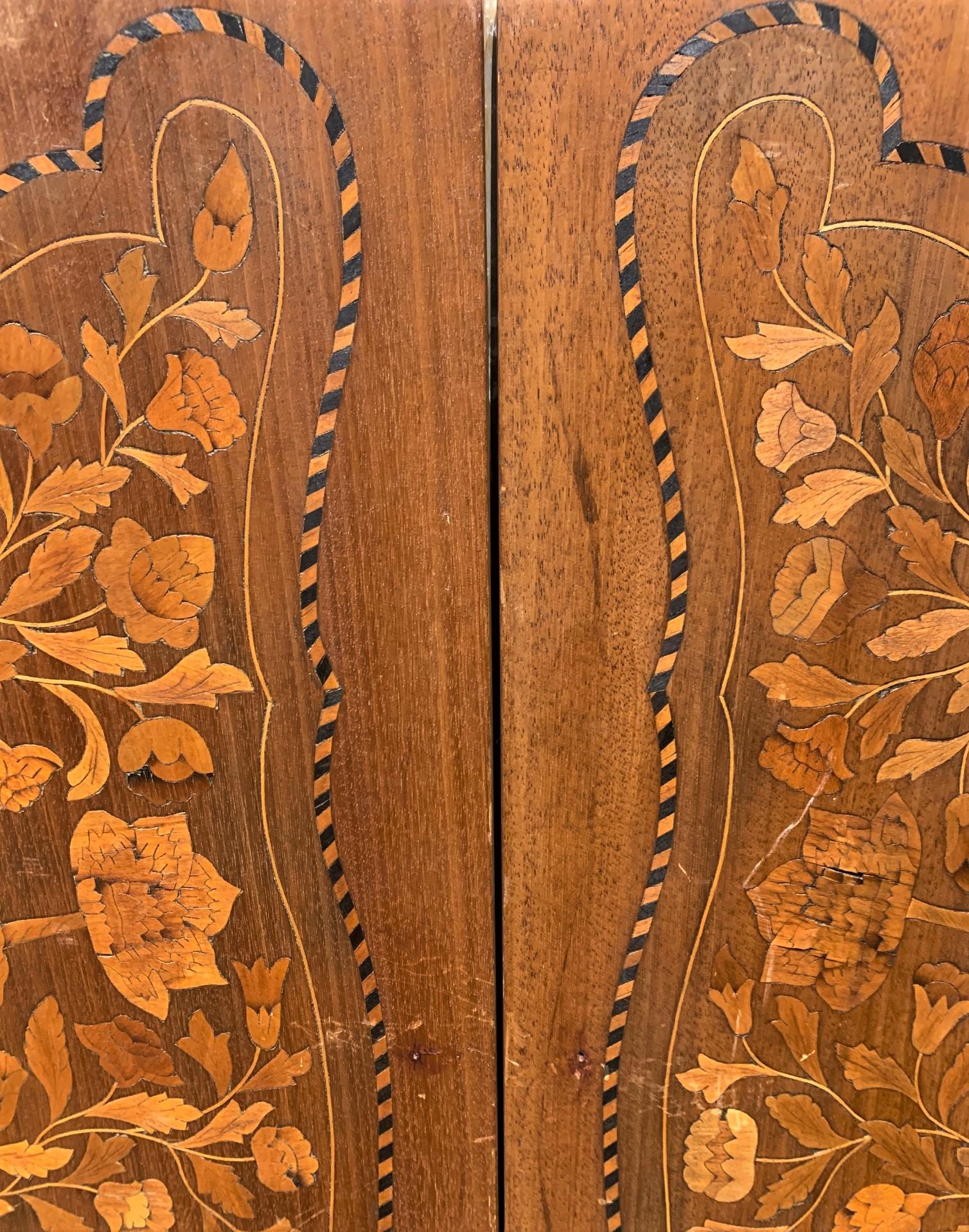 Inlay 19th Century Pair of Dutch Walnut Marquetry Inlaid Wall Panels