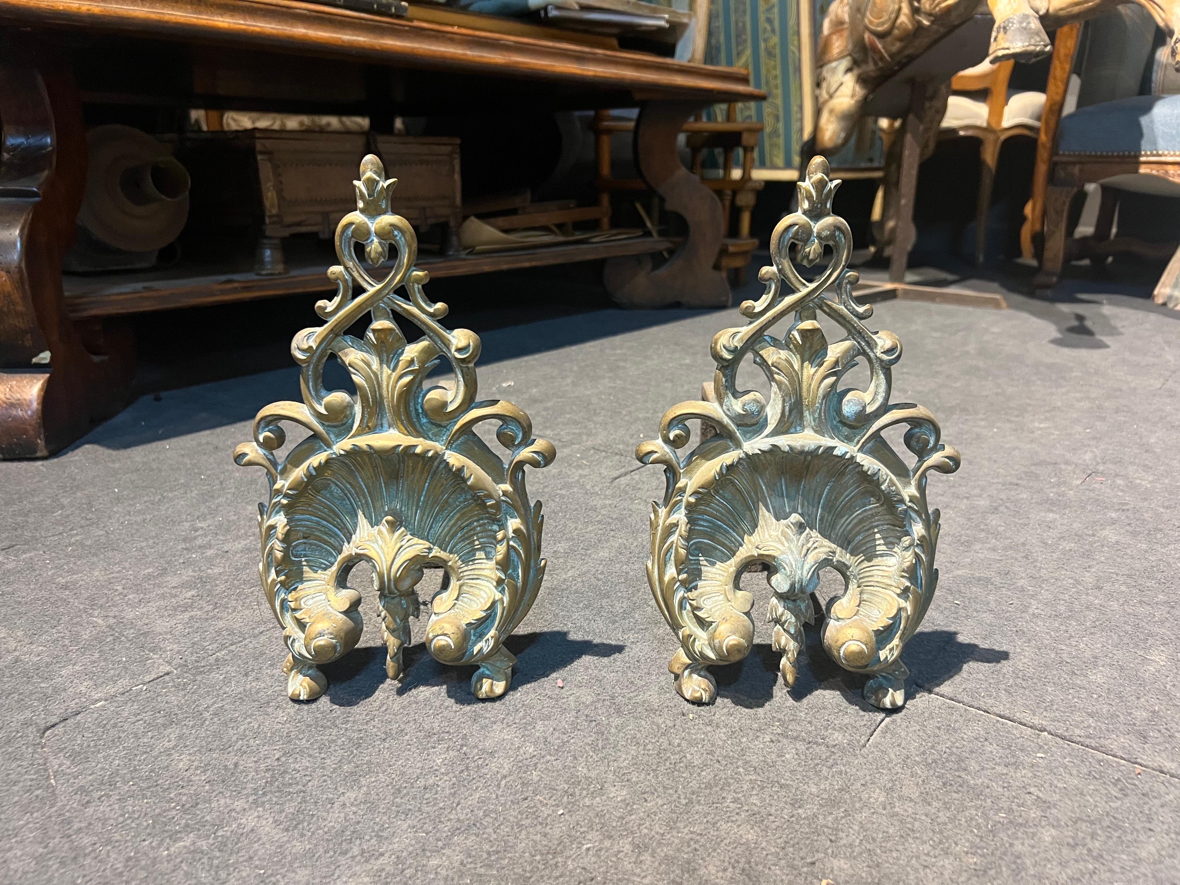 19th Century Pair of Elegant Louis XV Style Fireplace Dogs In Good Condition For Sale In Sofia, BG