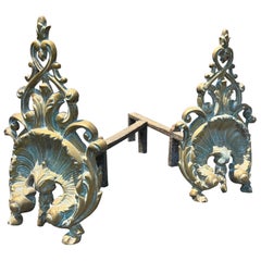 Antique 19th Century Pair of Elegant Louis XV Style Fireplace Dogs