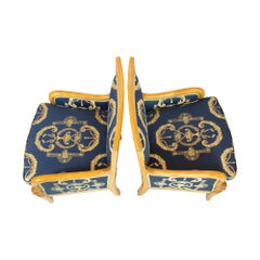 19th Century Pair of Empire / Biedermeier Solid Beech Bergeres, New Upholstered